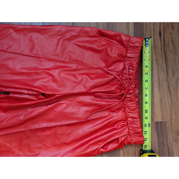 K Too Red Faux Leather Joggers- Size Large- - Picture 4 of 7